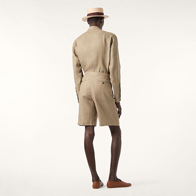 loro piana drawstring waist straight leg linen casual shorts